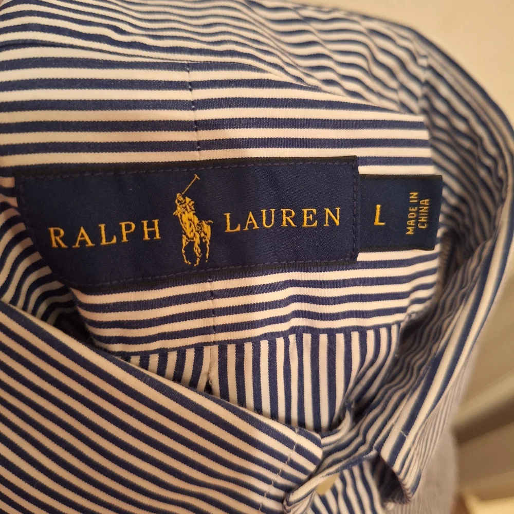 Ralph Lauren Men's Large Button Down Long Sleeve Pin Striped Casual Shirt - Picture 2 of 6